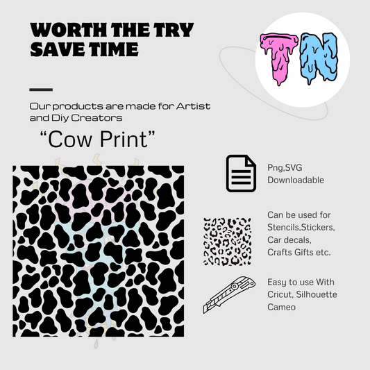 Cow print digital download PNG file